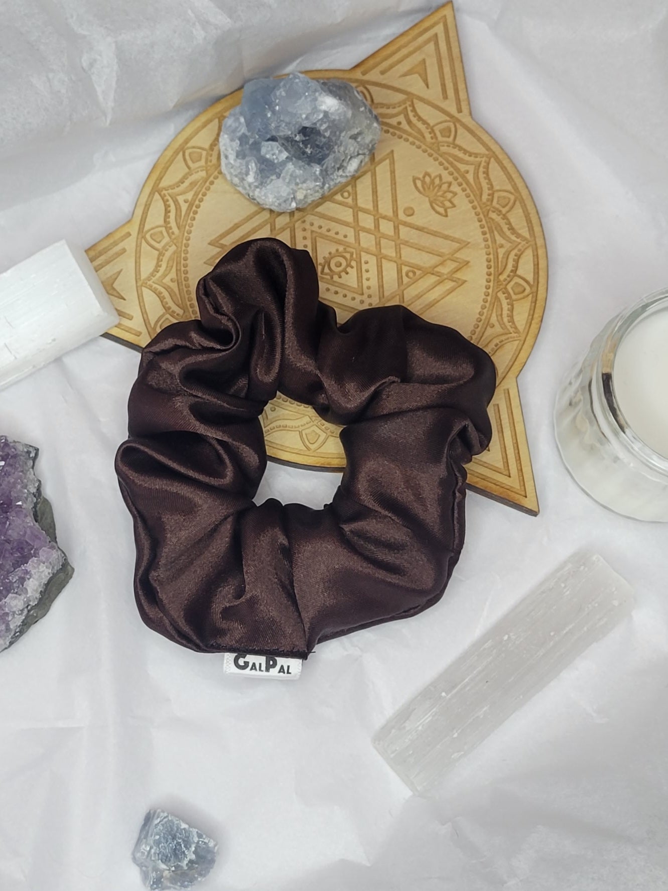 Satin dark brown scrunchies