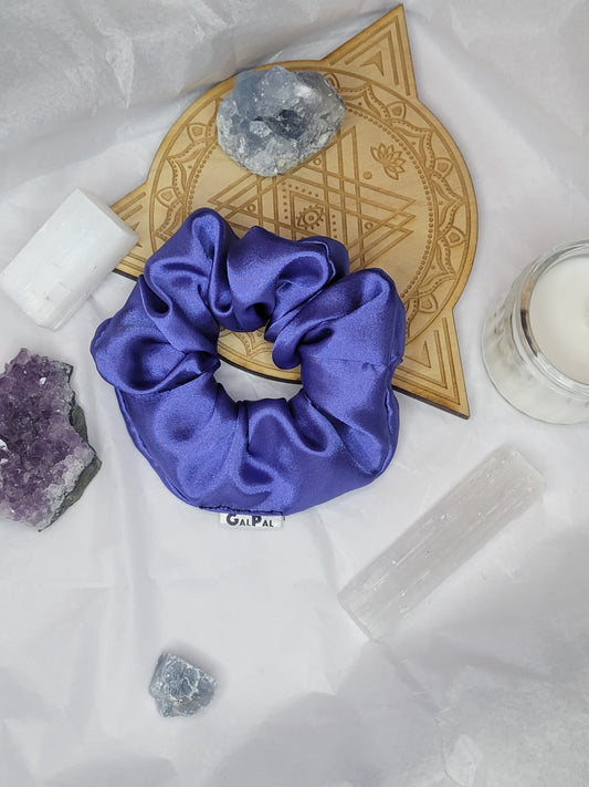 Satin bleu mauve scrunchies