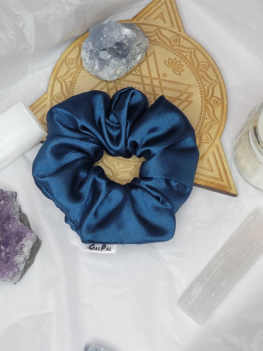 Satin bleu océan scrunchies