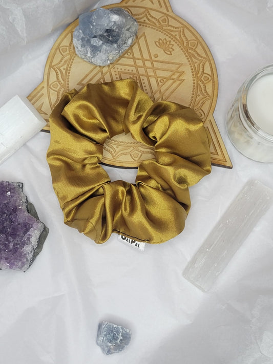 Satin dark gold scrunchie