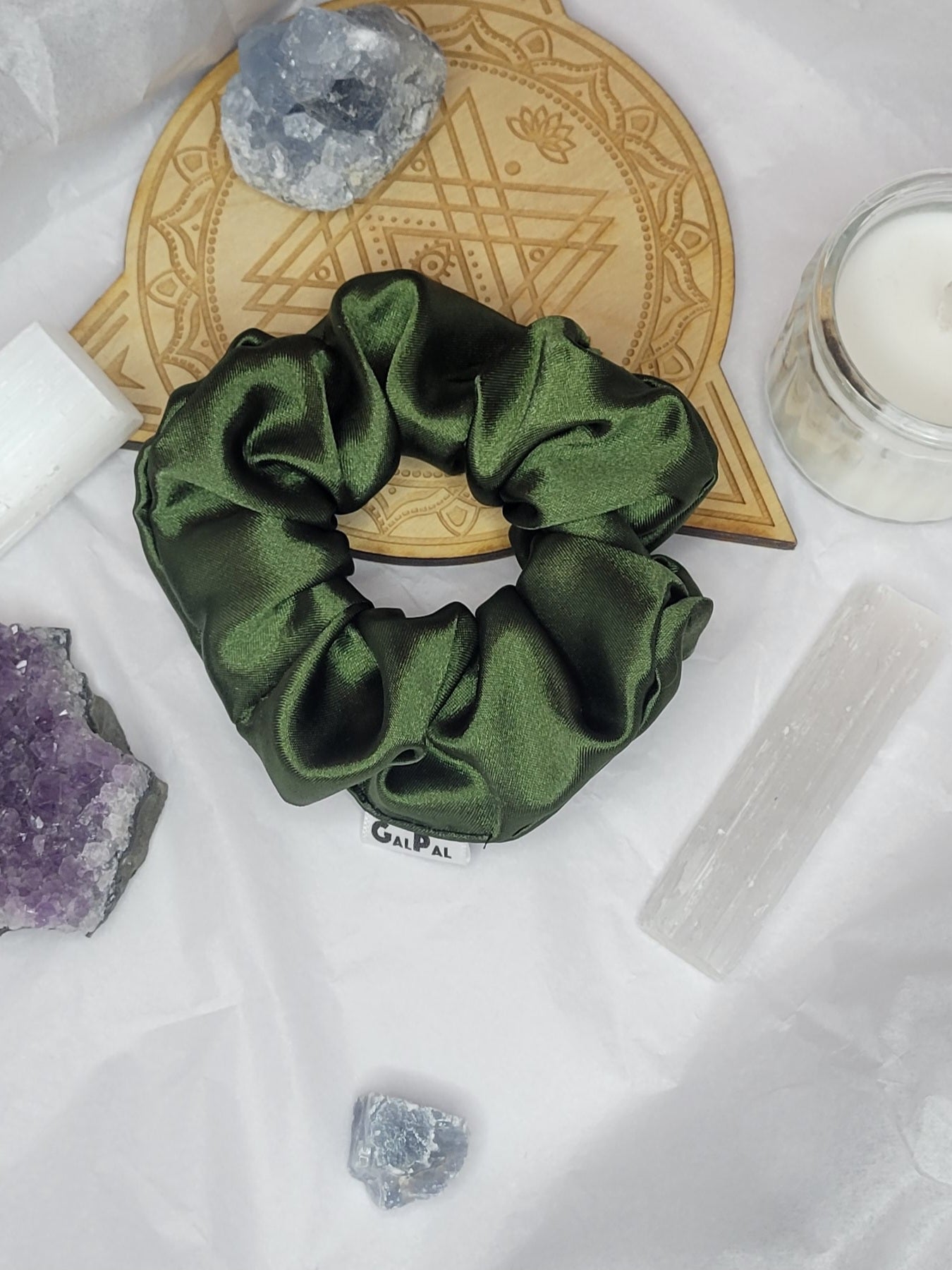 Satin vert forêt scrunchies