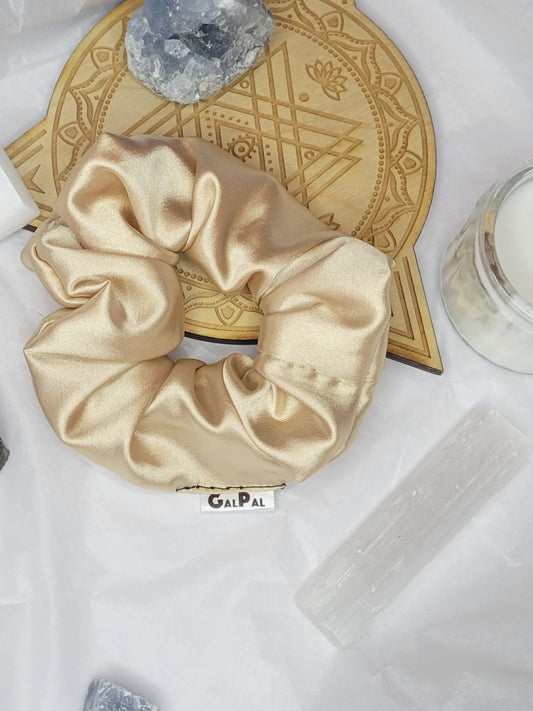 Satin beige scrunchies