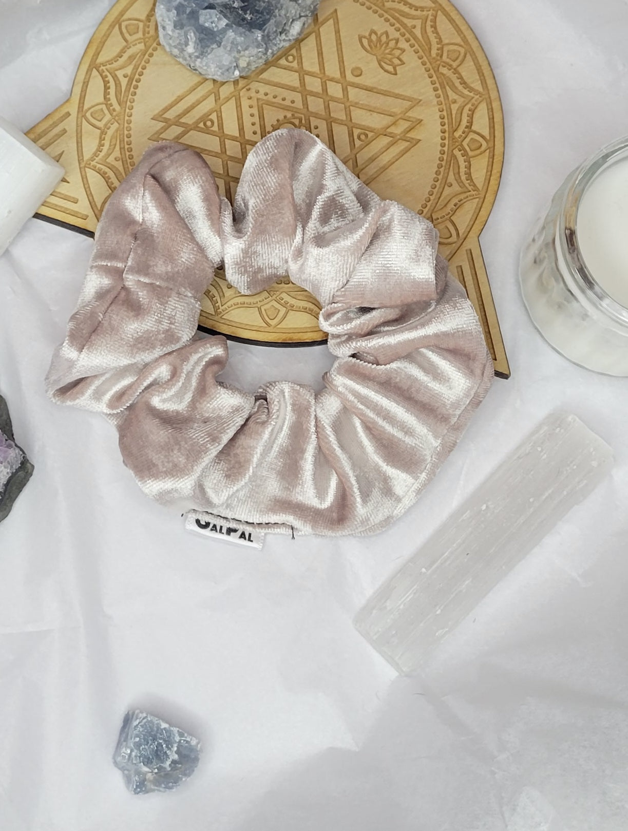 Velour beige scrunchies