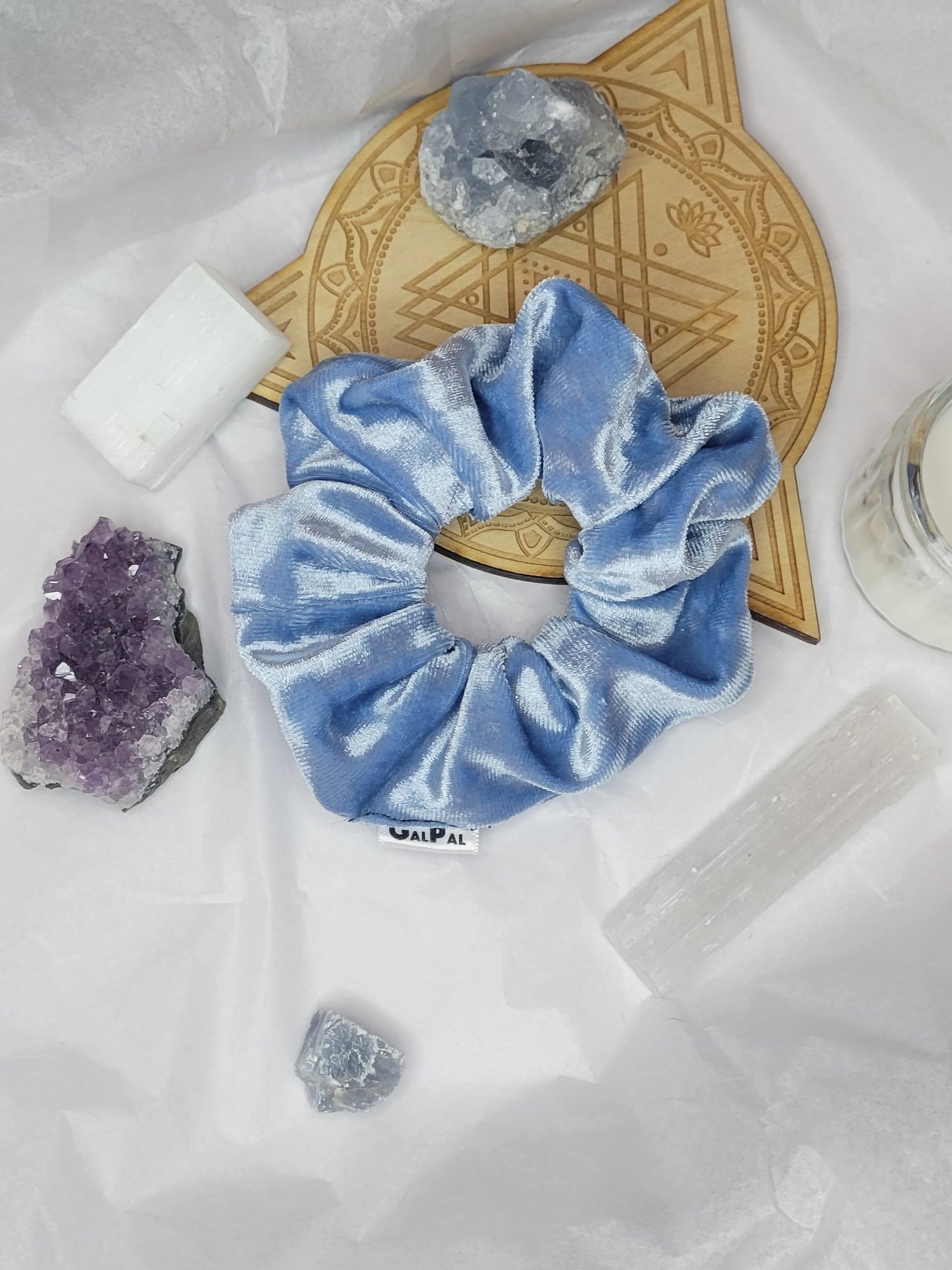 Velour bleu ciel scrunchies