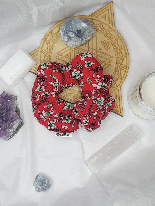 Chiffon fleuri scrunchies