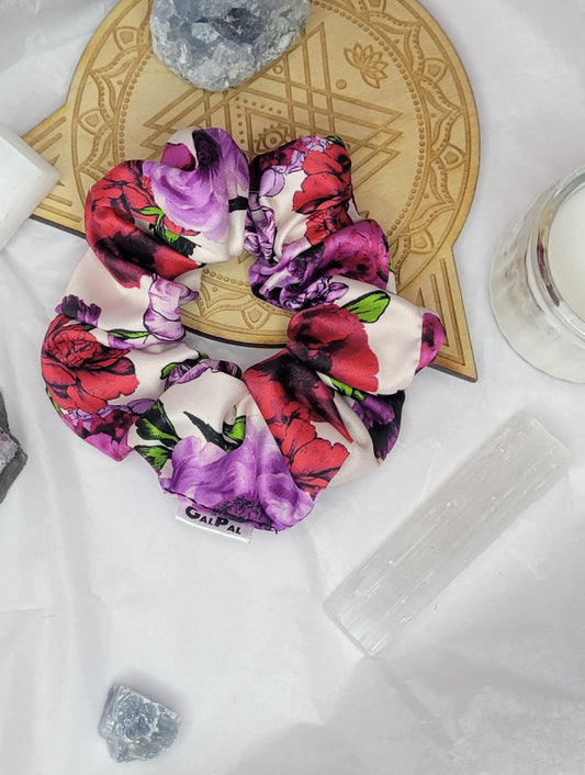 Satin fleuri scrunchies